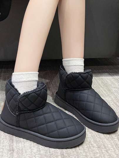 Padded Warm Snow Boots For Women, New Fashion Quilted Thick Sole Short Boots For Winter