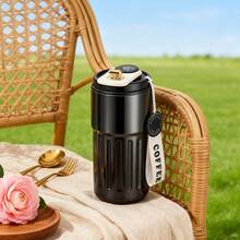 Stainless Steel Thermal Cup With Handle And Digital Temperature Gauge – 420ml – COFFEE, Suitable For Office, Back To School, Sports, Fitness, Outdoor Activities, Gift Giving - màu đen - Xem 5