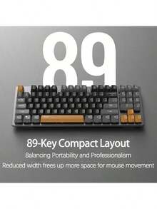 Acer OKW216 Mechanical Keyboard, N-Key Anti-Ghosting, High Performance, 89-Key Portable Layout, Easy-To-Clean Floating Keycaps, USB Plug-And-Play, Black, Gray, And Orange - Black, Gray and Orange - View 4