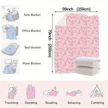 1 pieza Manta de franela con tema floral rosa, lavable a máquina, suave y cómoda, manta de lana ligera, decoración del hogar, adecuada para todas las estaciones, regalo para amigos, adecuada para sofás, camas, coches, oficinas, campamentos, viajes, al aire libre, adecuada para regalar a familiares y amigos. El regalo perfecto para hijos, hijas, abuelas, abuelos, padres, madres, tíos y tías, perfecto para Halloween, Navidad y Acción de Gracias