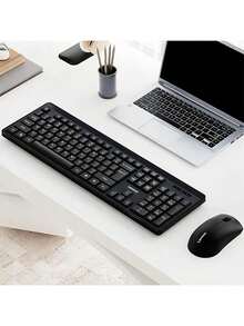 Lenovo Teclado y ratón inalámbricos KN210 con receptor USB Plug and Play, diseño de teclado resistente a derrames, rendimiento de trabajo confiable, compatible con computadoras de escritorio y portátiles. - Negro - Ver 1
