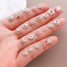 10/20pcs 18K Gold Plated Silver Filigree End Caps Flower Bead Caps Bead End Caps Metal Spacer Beads Caps For Necklace Bracelet Earrings Jewelry Making Supplies