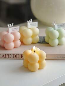 1/2/4/12pcs Mini Magic Cube Scented Candle,Handmade Bubble Shaped Candles Cute Aromatherapy Candles,Christmas Ornaments,Christmas Decoration,Christmas Decor,Holiday ,Winter,Festival,Room Decor