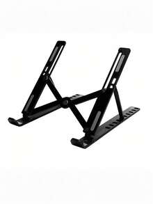 1PC Silver Aluminum Laptop Stand - Desktop Vertical Cooling Stand, Foldable & Height-Adjustable For Home Office & Gaming Setup