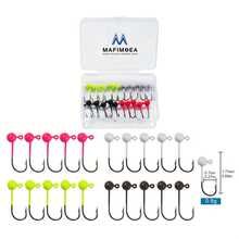 MAFIMOEA 20 piezas Kit de señuelos de mosca para pesca de crappie, cabezas de jig aptas para pesca con mosca, 0,4 g, 0,8 g, 1 g, 1,5 g