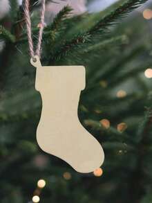 10 个空白木制圣诞树挂饰，DY 可涂漆工艺品，10 个圣诞袜形状的 DIY 木制挂饰，带有油漆和彩色水钻，适用于家居工艺品和悬挂派对装饰 - 彩色 - 查看 9