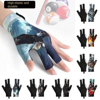 Billiards Glove Left Hand Three Finger Snooker Billiard Glove Non Slip Stickers Elastic Billiard Training Gloves Accessories
