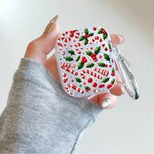 1ps Christmas Style Candy Cane Print Clear Earphone Case Compatible With Apple - Multicolor - View 11
