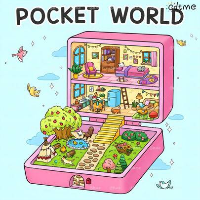 1 Book "Cozy Little World" Coloring Book, 24 Pages, Pearlescent Paper Cover, Thick & Opaque, 7.9x7.9 Inches, Beautiful Patterns & Clear Lines, Best Gift For Family & Friends For Holidays, Christmas, Halloween, Anniversary, New Year, Thanksgiving