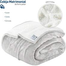 Manta Doble para Cama o Sofá, Manta Ultra Suave y Transpirable, Material de Alta Calidad, Adecuada para Climas Fríos, Manta Cálida de Shearling, Ligera, 180 * 200 cm (Color Perla, Doble) - gris - Ver 2