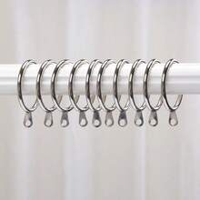 60X Metal Curtain Rings Hanging Hooks Curtains Rods Pole Voile Heavy Duty Rings - Silver - View 4