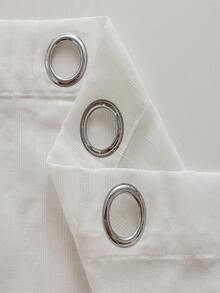 Simple Striped Sheer Curtain Panels, Suitable For Living Room And Bedroom, Semi-Transparent - White - View 5