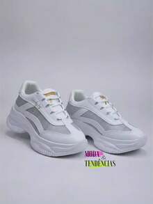 Women's Platform Sneakers, Beautiful, Comfortable And Resistant (LARGE SIZE) - 銀白色 - 查看 9