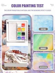 هذا المجموعة تشمل طقم ألوان مائية "ميو" ب- 12 أو 24 لون، لوح رسم أكريليك شفاف صغير، صينية ألوان، ودفتر رسم محمول وكراسة رسم للسفر في علبة، مناسبة لرسم الطلاب، الرسم الخارجي، تسجيل الرسومات، وكتب التلوين الأخرى. - أطقم - مشاهدة 4