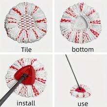 Cabeça de Reposição de Esfregão Giratório, Cabeça de Esfregão Tuoba que Pode Girar, Cabeça de Esfregão Giratório, Peças de Reposição da Cabeça de Esfregão Giratório, Efeito de Limpeza Aumentado em 40%, Toque Profundo e Remoção de Cabelos/Migalhas/Poeira, Pode Ser Lavado à Máquina e Fácil de Instalar, Limpeza Eficiente, Estrutura Resistente, Durável