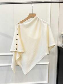 1pc New Oversized Shawl Collar Cardigan For Women, Fashion Versatile Loose Knit Poncho Sweater, Spring/Autumn For Dress - Multicolor - View 13