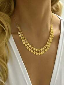 1pc Fashionable Versatile Commute Vintage Delicate Elegant Metal Necklace For Women