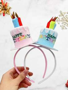 1pc Children's Birthday Princess Candle Cake Hair Hoop Headband Happy Birthday Party Prop Headpiece, Suitable For Birthday Parties
