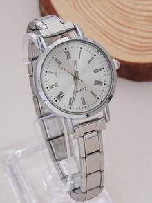 1 buc. Ceas de mână pentru fete, curea din oțel de culoare aurie, cifre romane, cadran mic, mic și romantic, potrivit pentru decor zilnic, naveta zilnică, prima alegere de cadou pentru ea, potrivit pentru cadou de sărbători și ca un cadou suvenir.