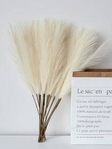 3/6/12/36pcs Beige Fake Pampas Grass, Large Fluffy Artificial Reeds, Bohemian Style Artificial Flowers, Wedding Party Home Living Room Bedroom Vase Photography Autumn Decoration