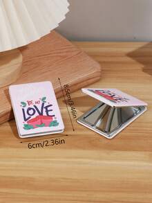 1 Stück romantischer Blumen- & Buchstaben-Serie tragbarer Kosmetikspiegel, faltbar, leicht, ultradünn, praktischer Handspiegeln, nano-elektroplattierter Silberrahmen, zarte Details, geeignet für alle Anlässe und Personen, faltbare quadratische Form für einfaches Tragen