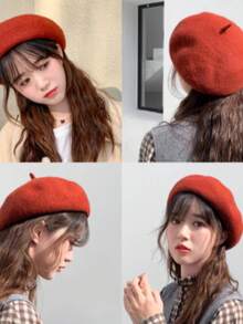 Classic French Beret Wool Hat Beanie Retro Women's Vintage Elegant Ref: HL-1 - 黑色 - 查看 8