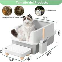 Arenero para Gato de Acero Inoxidable con Tapa - Caja de Arenero X - Caja de Autolimpiable con Pala y Filtro Antifugas, para Gatos Grandes, 60x40x30CM, Diseo Espacioso, Gris - Gris Claro - Ver 3