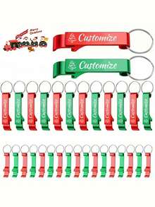 1/10 piezas Abrebotellas personalizado con llavero, personalizable con nombre/logotipo/texto, con temática navideña a granel para recuerdos de fiesta, regalos corporativos, decoraciones de boda y Año Nuevo, de acero inoxidable duradero y fácil de limpiar - Adecuado para eventos promocionales, fiestas navideñas y recuerdos para invitados