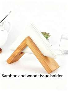1pc/2pcs Wooden Tissue Box Holder, Triangular Wooden Napkin Holder, Desktop Tissue Dispenser, Natural Wood Color, Suitable For Restaurant, Hotel, Meeting Room, Office Desk, Can Be Used For Party And Daily Use, Also Can Be Used As Autumn Decor Storage Rack - Wood Color - View 2