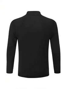 GRDR Men's Casual Stand Collar T-Shirt Polo Shirt, Fashion Undershirt, Autumn/Winter - Black - View 2