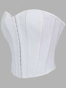 紧身胸衣，女式紧身胸衣，红色排扣鱼骨收腹设计，时尚工具，适合日常穿着，外穿约会，万圣节派对，圣诞礼物，女士塑身上衣，女士紧身胸衣上衣。 - 白色 - 查看 2