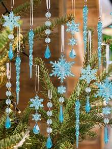 5/6/10/18 Pcs Home Decor Christmas Acrylic Transparent Snowflake Pendant Christmas Icy Decorative Pendant Christmas Tree Crystal Set Pendant,Christmas Tree Decorations Christmas Ornaments,Christmas Atmosphere Decoration Props, Christmas Decorations Gift, Wedding Birthday Party Holiday Decorations, Christmas Decor, Room Decor, Home Decor Winter