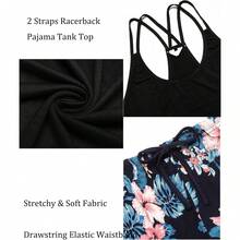 Women's Cami Pajama Set Sleeveless Racerback Tank Top Soft Sleepwear For 2025 - 海軍藍花卉 - 查看 5