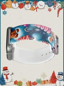 1pc Christmas Gift Snowflake Gingerbread Man Soft Elastic Breathable Comfortable Wristband Replacement Watch Band Compatible With Samsung, Garmin, Honor Smartwatches, 38mm 40mm 41mm 45mm 44mm 42mm 46mm 49mm, Fashionable Casual Multi-Color Silicone Watch Band Compatible With Apple Watch Ultra Series SE/11/10/9/8/7/6/5/4/3/2/1