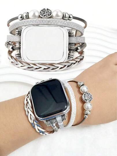 1 pezzo Cinturino in pelle multistrato compatibile con Apple Watch 38/40/41/42/44/45/46/49mm, cinturino regolabile con ciondolo di Ognissanti per decorare il tuo smartwatch, adatto per Apple Watch Ultra 2/1 Serie 1-10 SE, accessori per orologi - cinturino di ricambio, regalo di Ognissanti