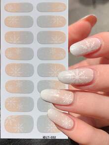 Snowflak Nail Polish Strips Christmas Gel Nail Stickers Glitter Snow Flak Full Nail Wraps Xmas Nail Art Design Gel Nail Wraps Gel Nail Strips Stickers For Christmas Manicure Salon Nails - Multicolor - View 4