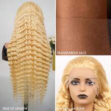 30 Inch Lace Front Wig Human Hair 613 13X4 Transparent Lace Deep Wave 200 Density Free Part Blonde Lace Front Wigs Human Hair Pre Plucked With Baby Hair 613 HD Lace Frontal Wig For Women - S613 - 查看 3