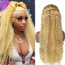 613 Lace Front Wig Human Hair 13x4 Transparent Lace 613 HD Lace Frontal Wig For Women Deep Wave Blonde Lace Front Wigs Human Hair Pre Plucked With Baby Hair 28inch - S613 - 查看 6
