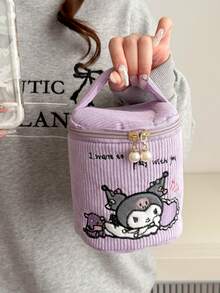 Sanrio 1 szt. Sanrio New Cartoon Kuromi Duża pojemność wiaderko do makijażu Przenośna torba na drobne w kształcie serca dla dziewczynek Torba do przechowywania kosmetyków