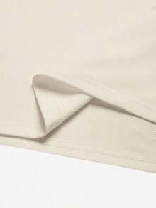 GYM MODE Men's White T-Shirt - Casual & With Dumbbell Graphic, Short Sleeve, Round Neck, Polyester & Spandex Blend, Perfect For Summer Workouts & Casual Attire; Women's Autumn Cotton Loose T-Shirt: Soft Winter Inner Wear Fashion Design, Soft Fabric,  Loose Fit, Hip-Hop Street Style, Unisex, Suitable For Home And Daily Wear - 杏色 - 查看 4