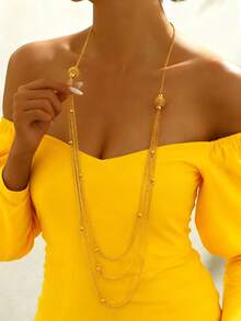 1 pieza Collar largo de múltiples capas de moda para mujeres, adecuado para fiestas, reuniones, uso diario, también es un gran regalo