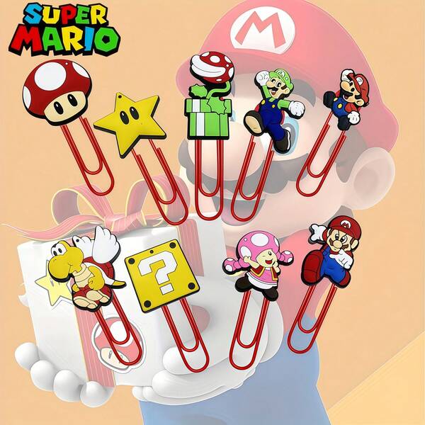 Super Mario Super Mario Officially Licensed Creative Cute Paper Clip Series, Office And School File Organization, Bookmarks, Assorted Colors And Shapes For Easy Categorization, Waterproof And Durable Anti-Lost Design, Adorable Desktop Accessories For Birthdays, Holidays, And Theme Parties