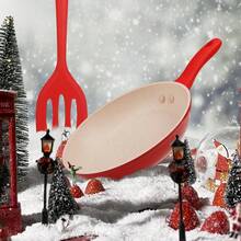 ABKOK Aluminum Nonstick Cookware Set - 3 Pieces Frying Pan & Saucepan With Heat-Resistant Silicone Tools (Up To 260°C, Induction Compatible), Family Dinner Supplies, Christmas Party Supplies