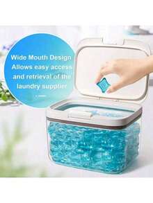 1-Click Lid Laundry Detergent Dispenser, Transparent PET Material Powder Container With Measuring Cup. Laundry Gel Ball Containers Available In 2.8L, 4.5L And 5.5L Capacities. Bathroom Accessory, Home Decor - Transparent - View 3