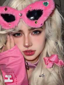 1 Peça Óculos de Plush Olho de Gato, Fofo e Engraçado, Retrô e Fashion, Óculos de Desejo Puro da Garota Quente em Formato de Coração