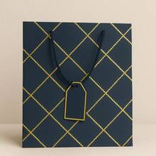 Kit Pacote com 12 Sacolas Luxo para Presente Trançada Pequena(23X18cm) ou Grande (32x26cm) - GRANDE AZUL - Visão 1