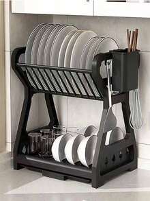 不带餐具架和沥水盘的碗碟架/带餐具架和沥水板的碗碟架、节省空间的碗碟架、厨房台面碗碟架、厨房沥水架、餐具收纳架、双层碗碟收纳架、厨房收纳架、厨房用品