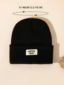 1pc Newborn Baby Solid Color Letter Mini Casual Beanie Hat, Simple Knit Warm Comfortable Sleeping Cap, Windproof Winter Outdoor Hat, Autumn/Winter