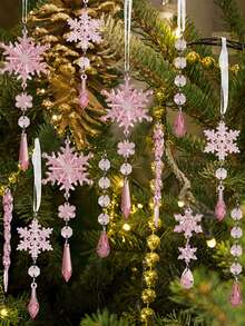 5/6/10/18 Pcs Home Decor Christmas Acrylic Transparent Snowflake Pendant Christmas Icy Decorative Pendant Christmas Tree Crystal Set Pendant,Christmas Tree Decorations Christmas Ornaments,Christmas Atmosphere Decoration Props, Christmas Decorations Gift, Wedding Birthday Party Holiday Decorations, Christmas Decor, Room Decor, Home Decor Winter