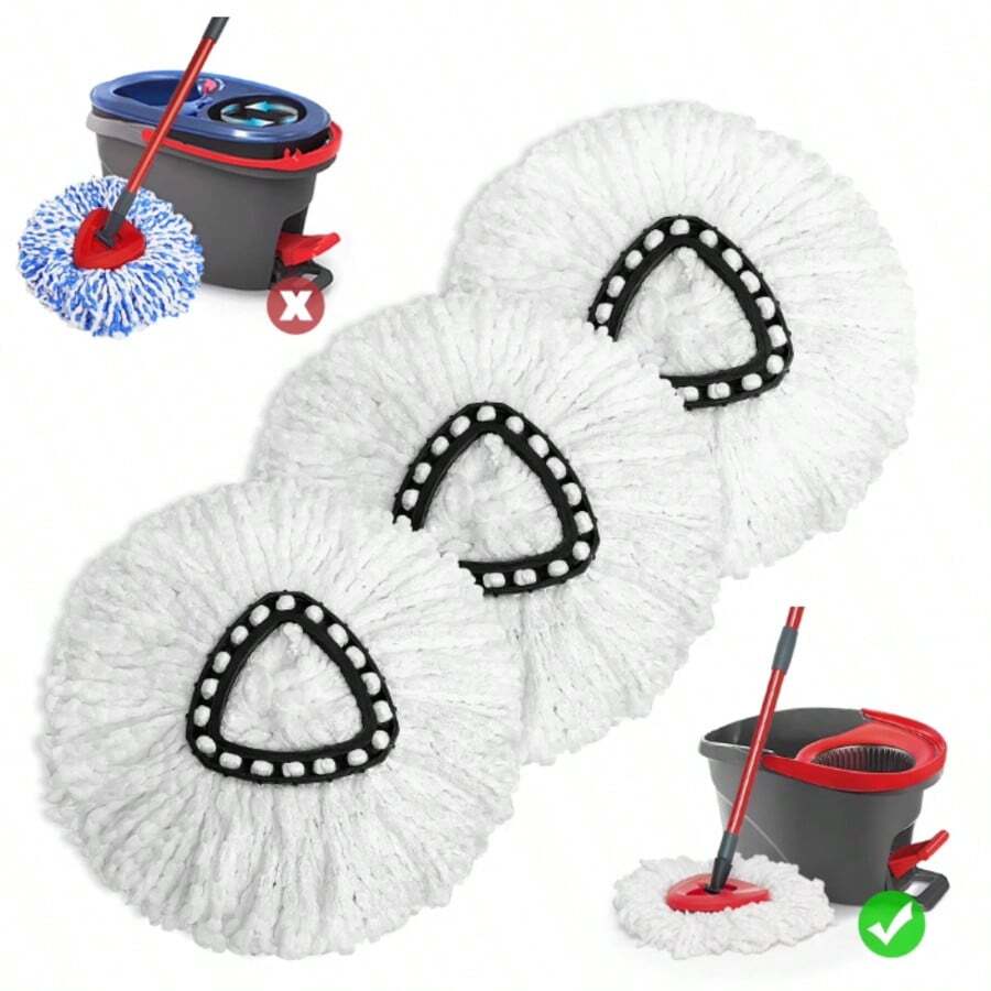 Mop Replace Head 3 Pack For O-Cedar EasyWring 1 Tank System - White - View 1